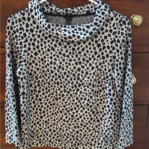 Ann Taylor Black and Cream Leopard Print Top